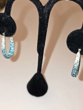 Sterling Silver & Blue Crystal Earrings